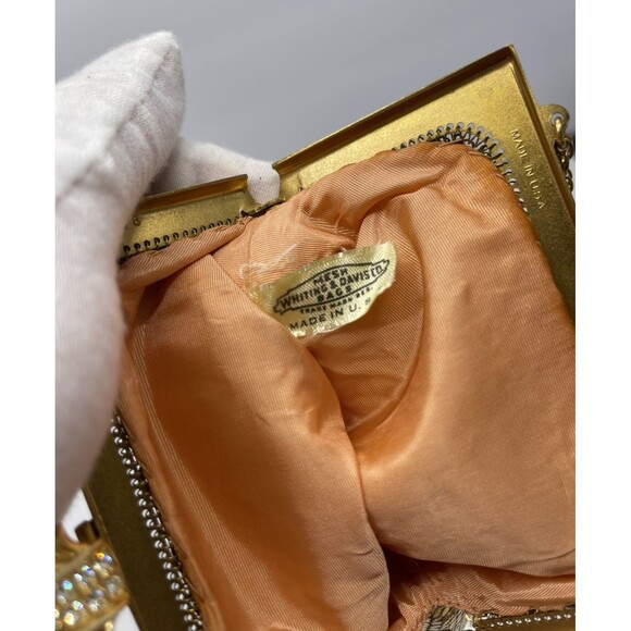 Vintage Whiting & Davis Gold tone Clutch Purse Sequin Mesh Crystals retro bag - Picture 7 of 16